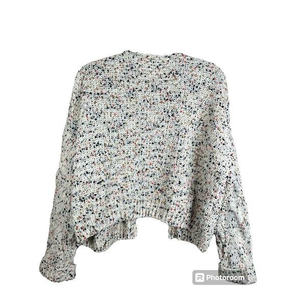 Moon & Madison Confetti Crocheted Chenille Open Front Cardigan White Size Large - Picture 2 of 8